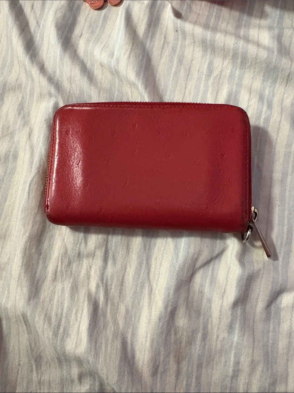 Michael Kors Red Zip Wallet with Gold Logo Plaque
